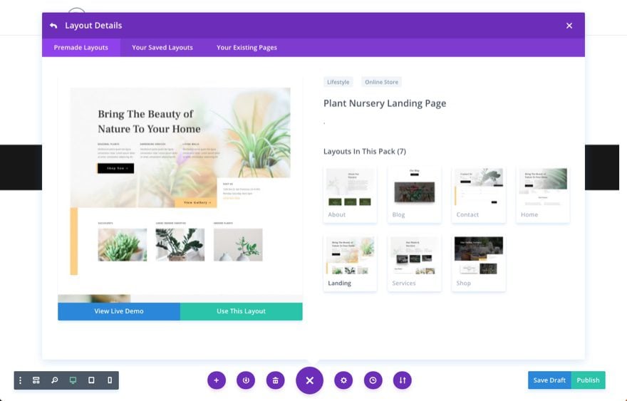 plant nursery Divi Layout Pack