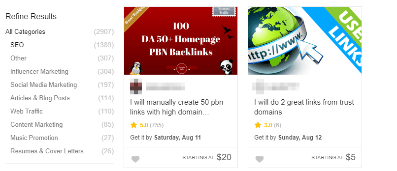 Two examples of link sellers.