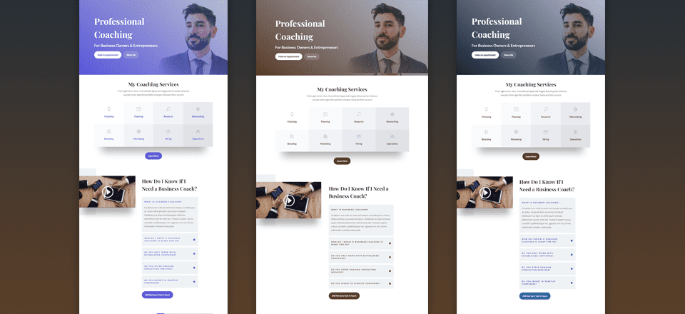 How to Use Divi to Create Different Color Scheme Mockups of your Pages