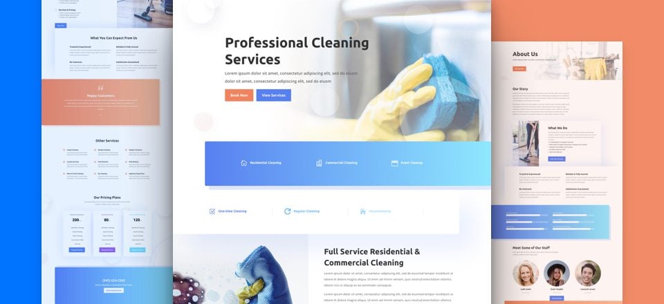 Get a FREE Cleaning Company Layout Pack for Divi