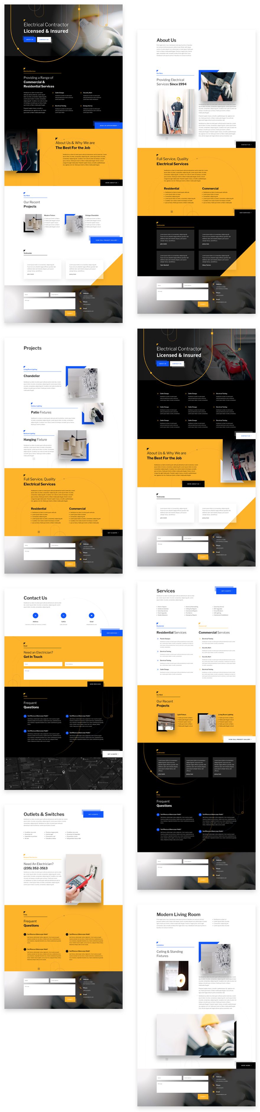 paquete de diseño de electricista Divi