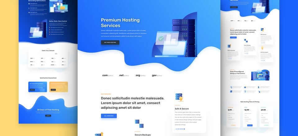 Get a FREE & Vibrant Hosting Company Layout Pack for Divi