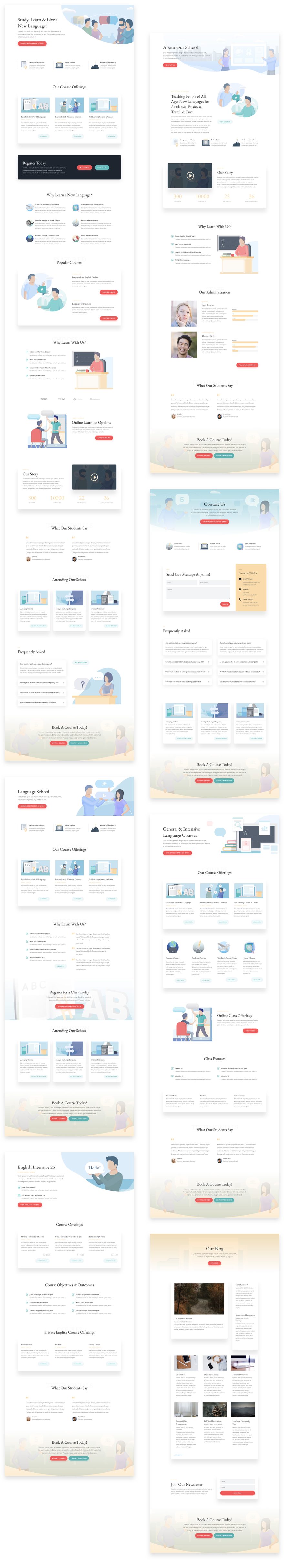 language school Divi layout pack