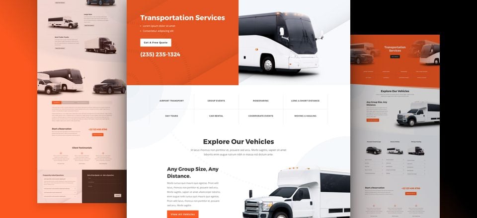 Get a FREE Transportation Services Layout Pack for Divi