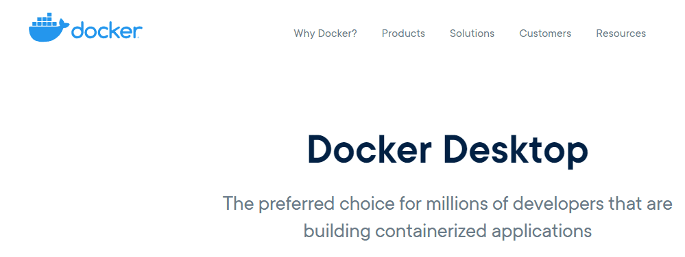 The Docker Desktop download page.