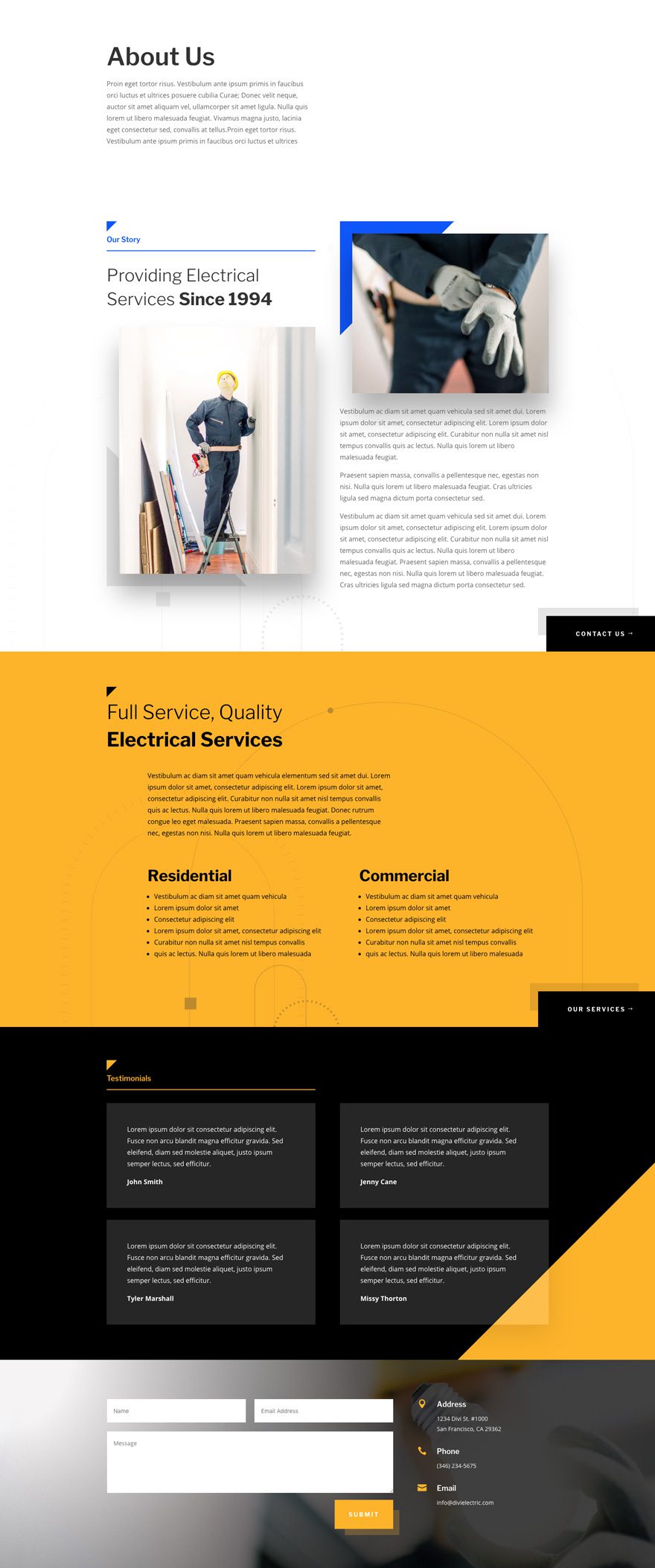 electrician Divi layout pack