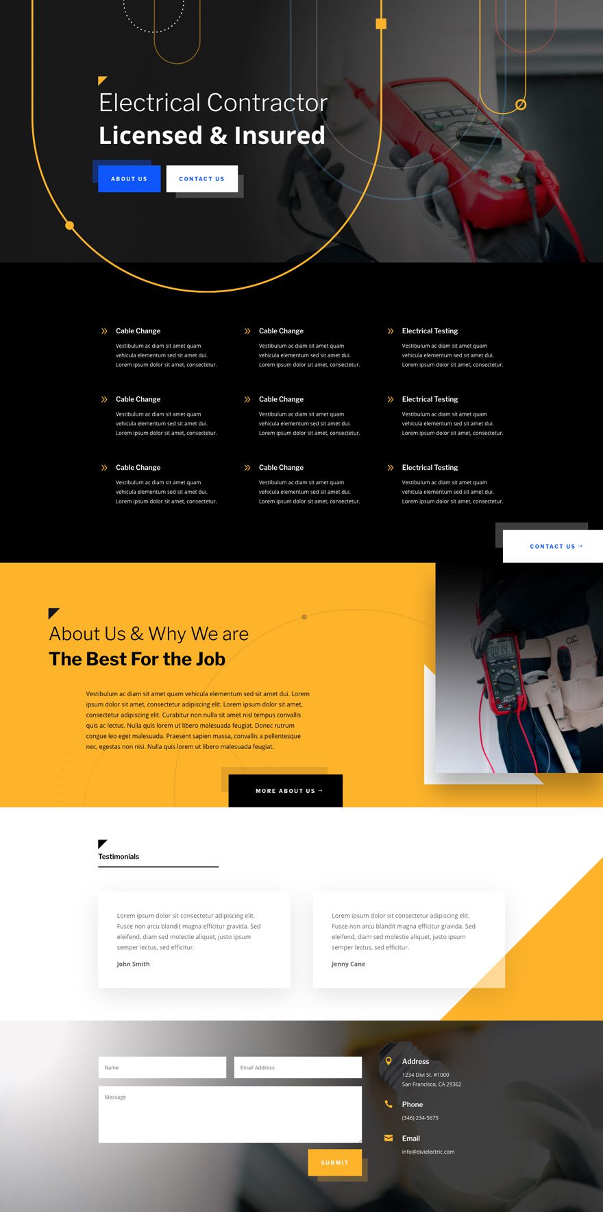 paquete de diseño de electricista Divi