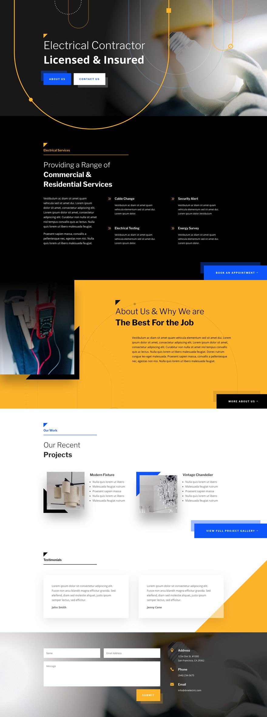 paquete de diseño de electricista Divi