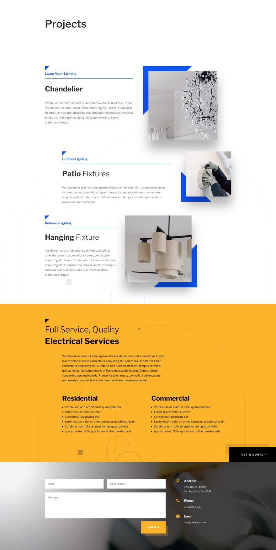 paquete de diseño de electricista Divi