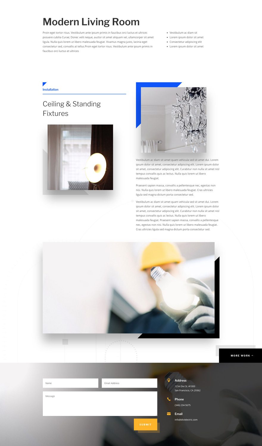 paquete de diseño de electricista Divi