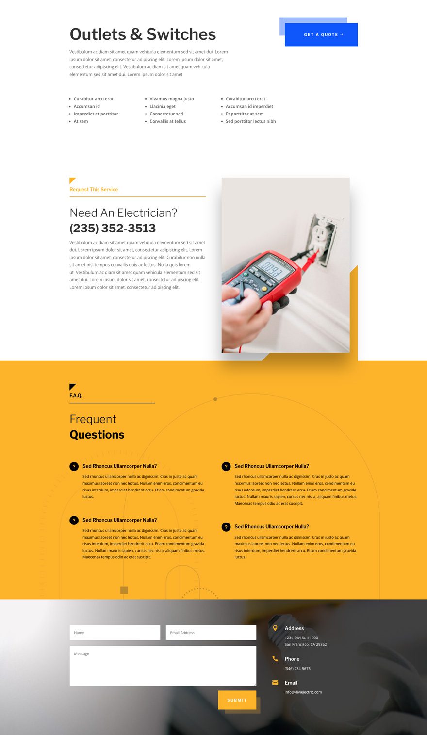 paquete de diseño de electricista Divi