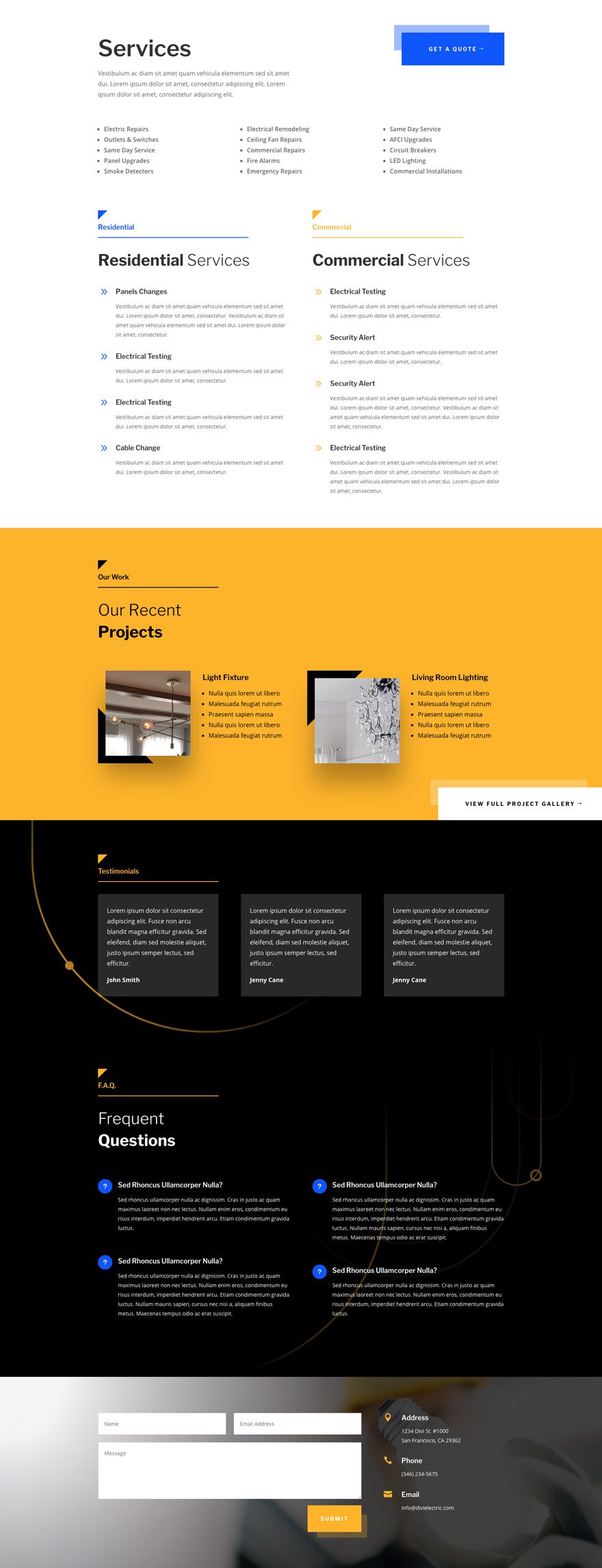 electrician Divi layout pack