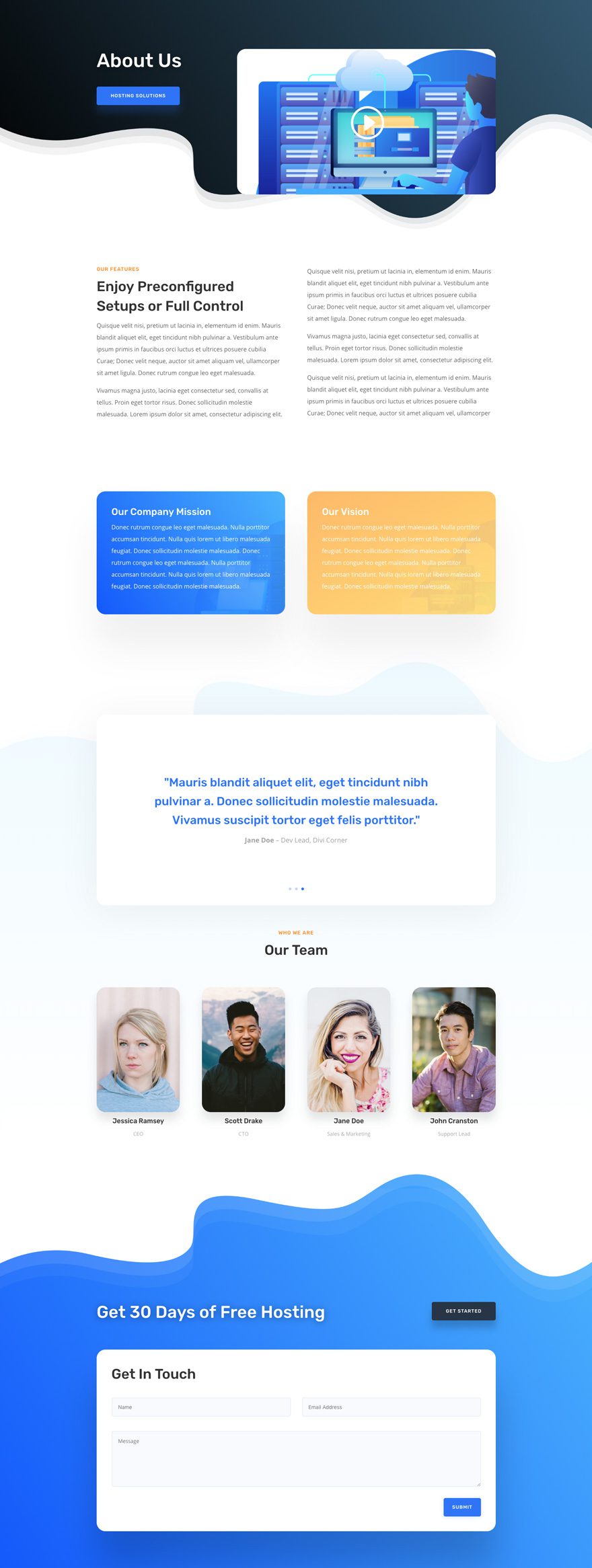 hosting company divi layout pack