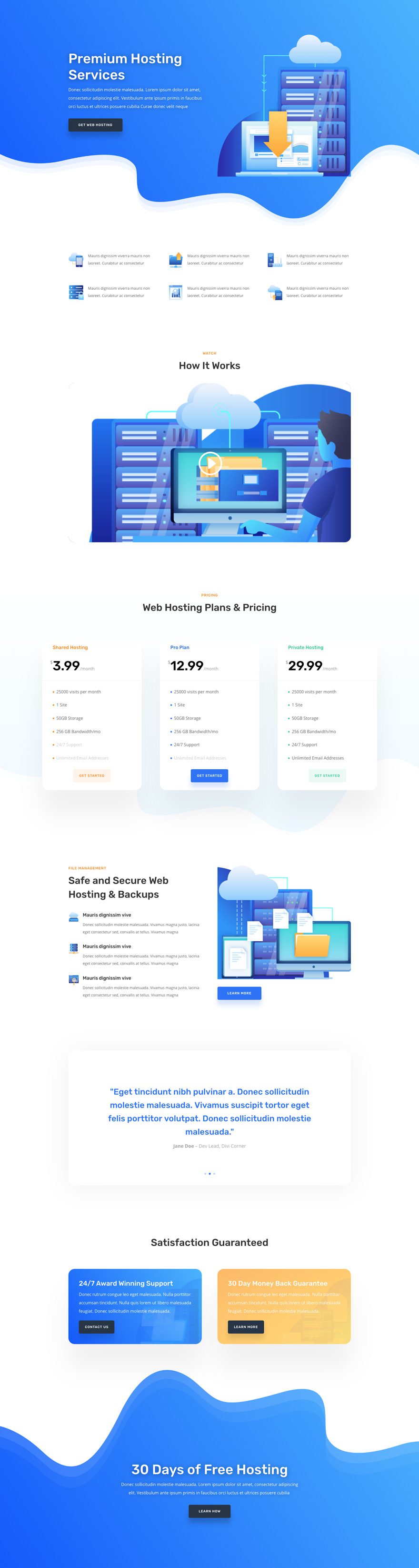 hosting company divi layout pack