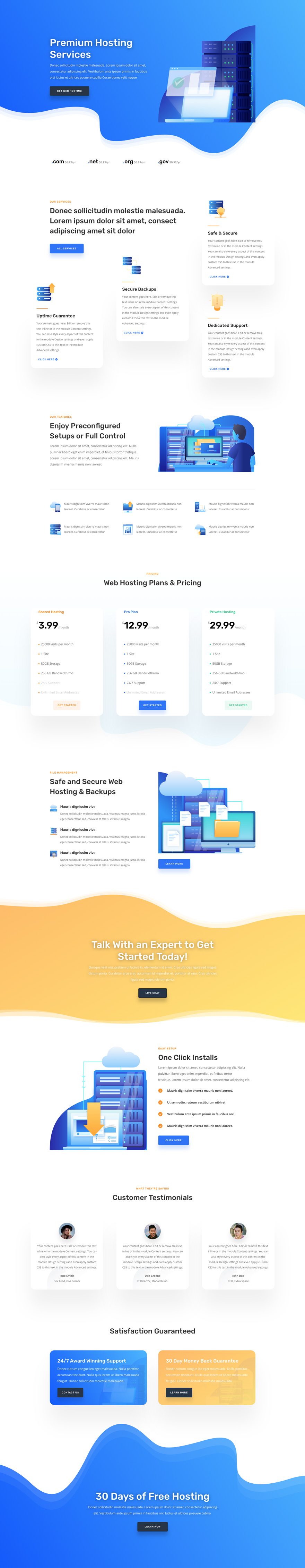 hosting company divi layout pack