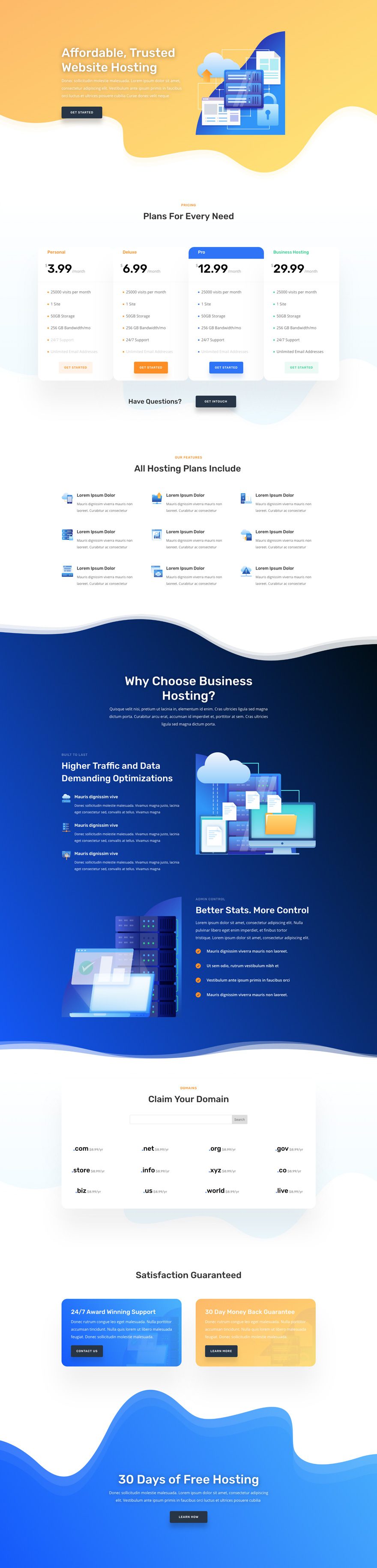 hosting company divi layout pack