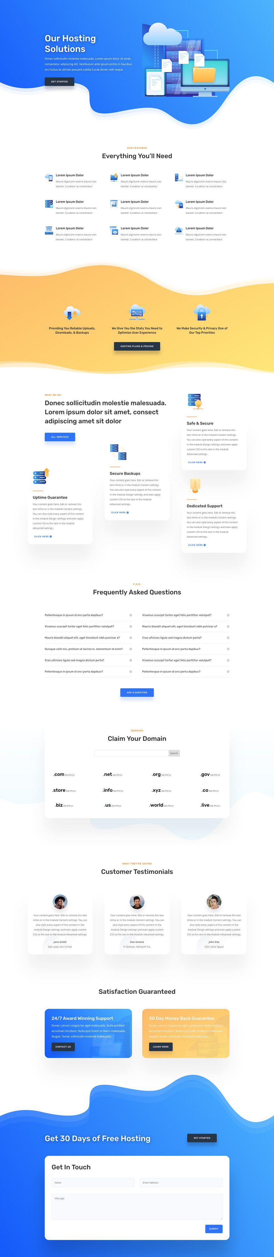 hosting company divi layout pack