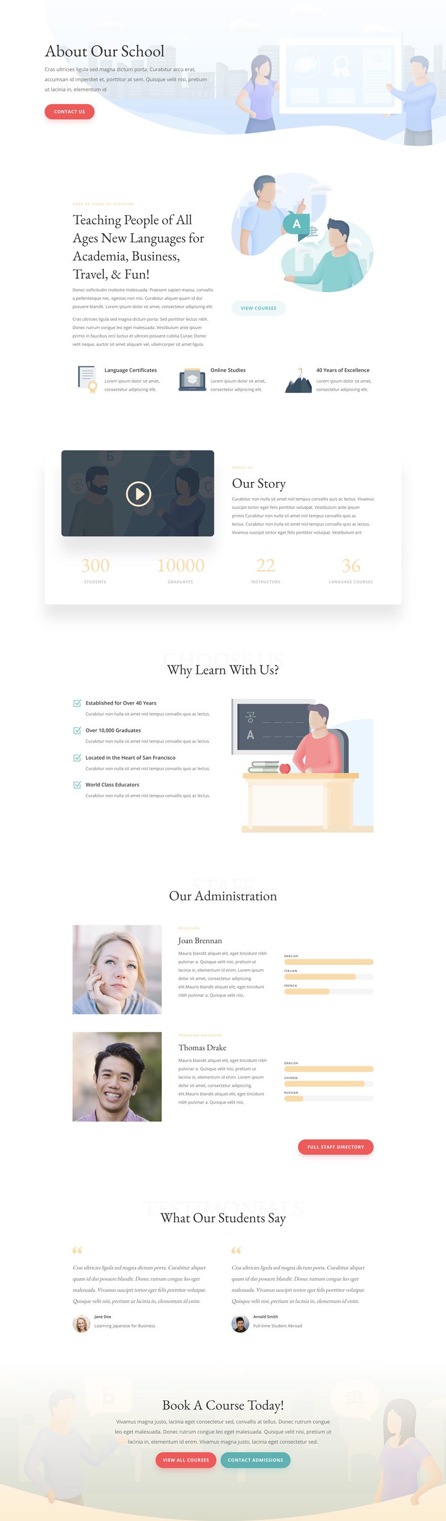 language school Divi layout pack