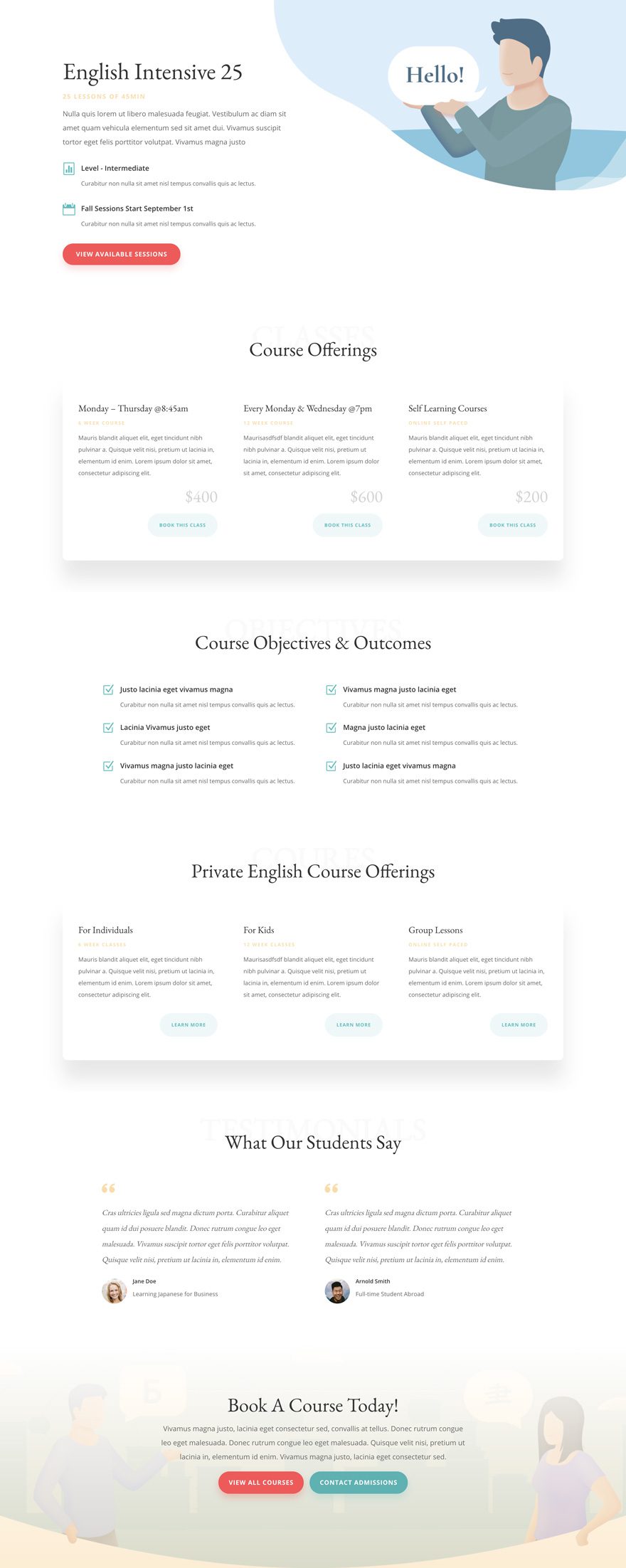 language school Divi layout pack