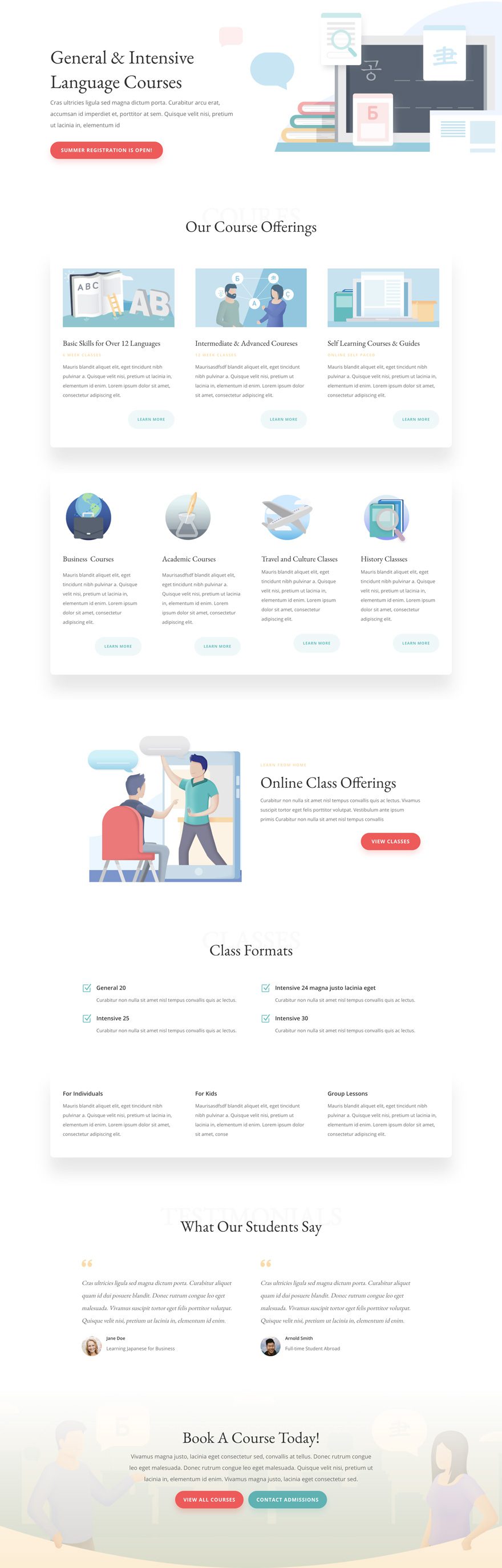 language school Divi layout pack