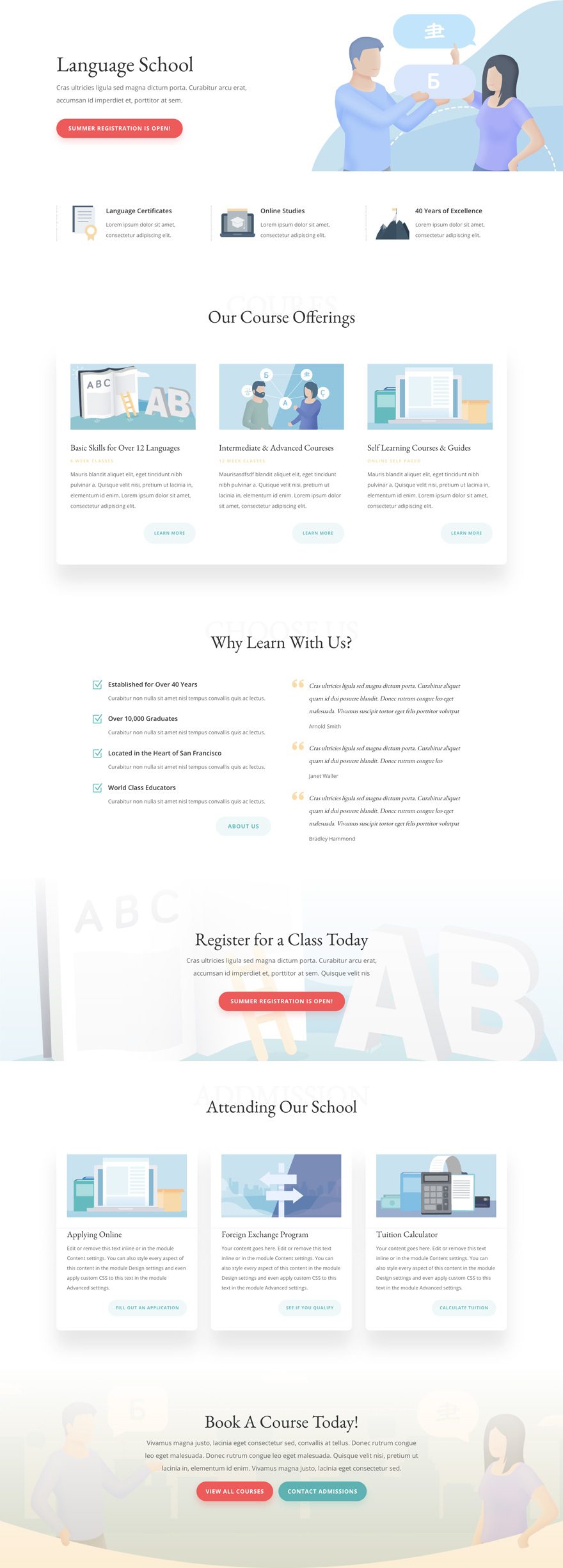 language school Divi layout pack