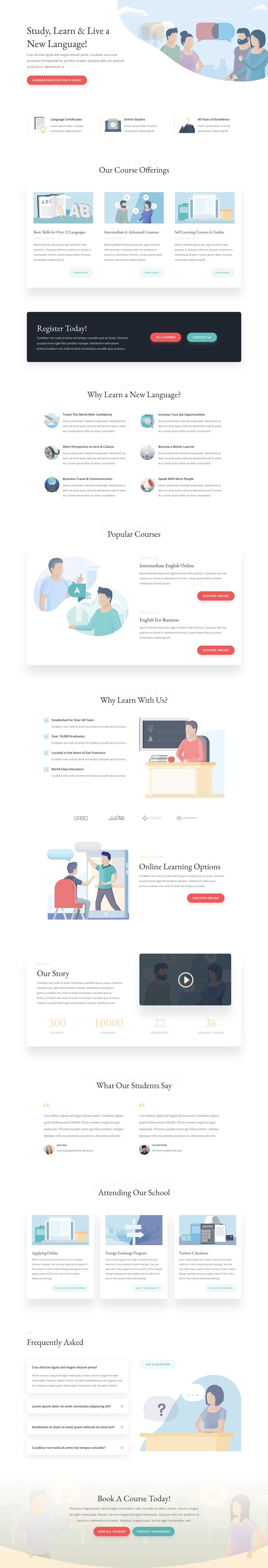 language school Divi layout pack