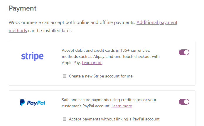 Choosing which payment options to use.