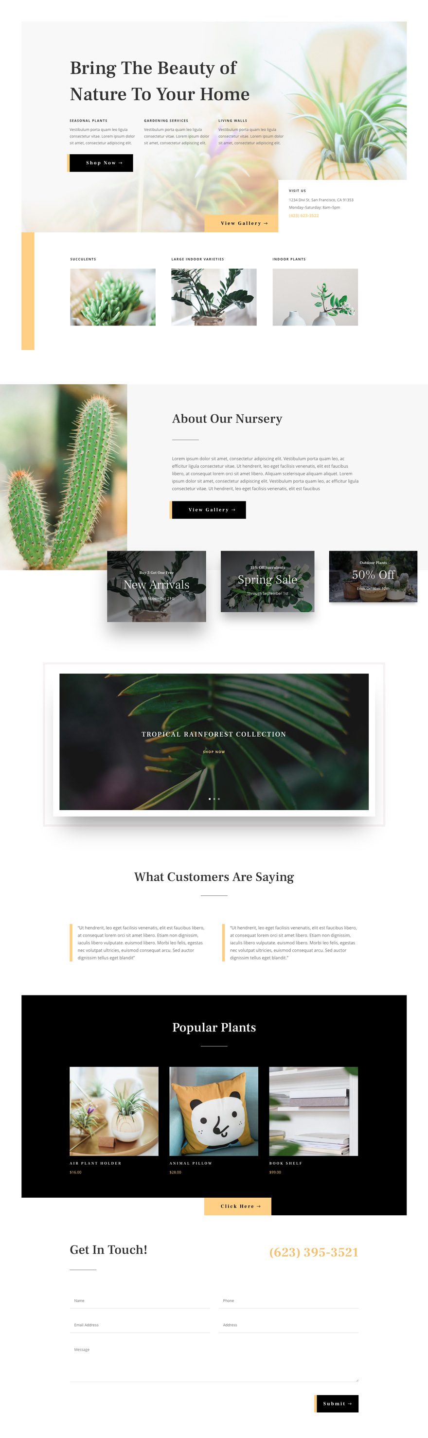 plant nursery Divi Layout Pack