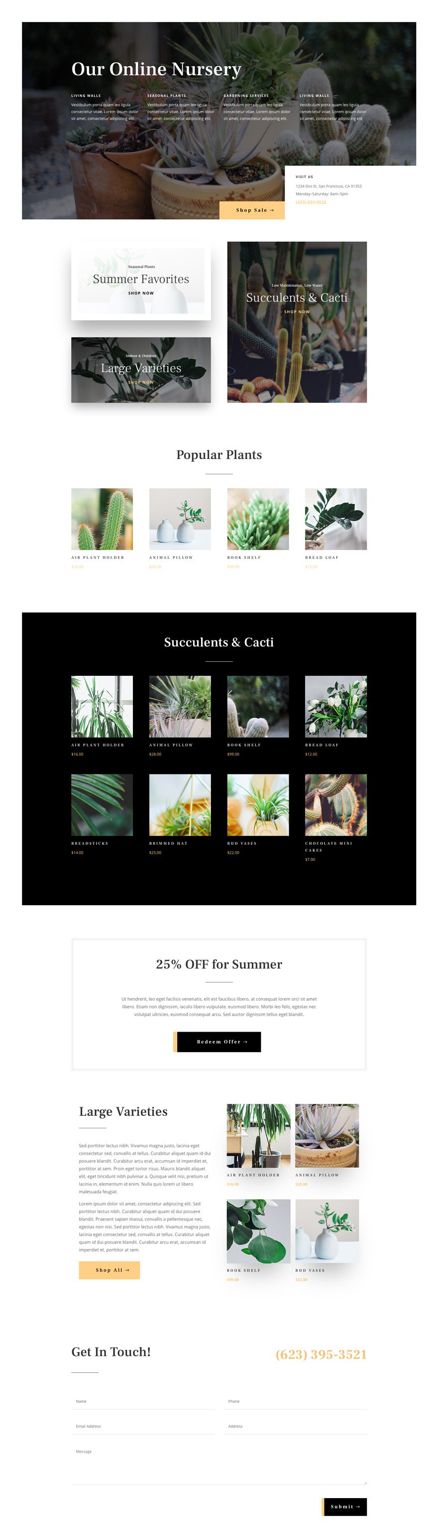 plant nursery Divi Layout Pack