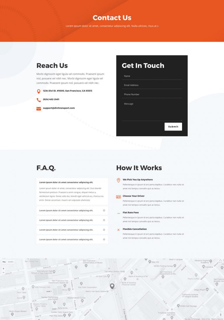 Transportation Services Layout Example Get a FREE Transportation Services Layout Pack for Divi