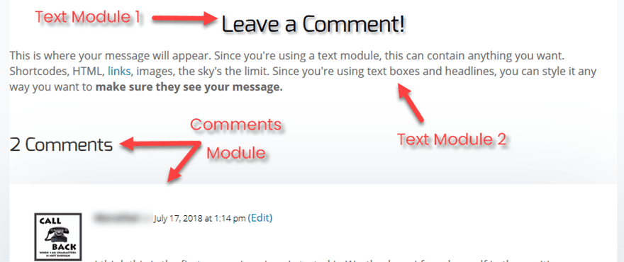 Display a Message Before Comments Section