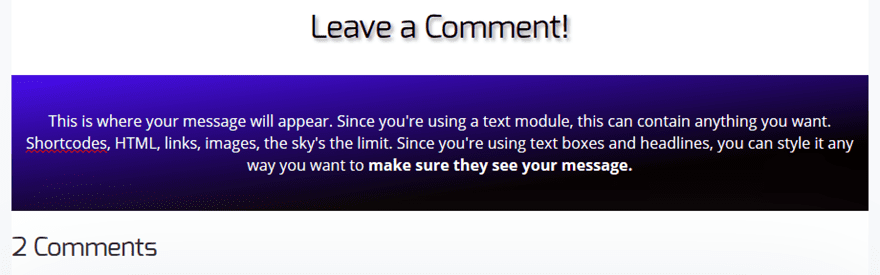 Display a Message Before Comments Section