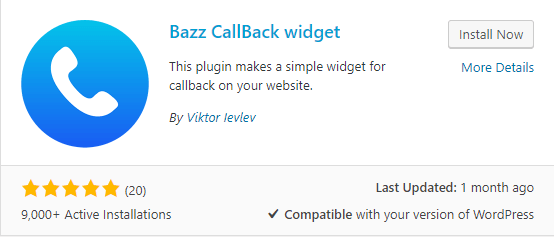 The Bazz CallBack Widget plugin.