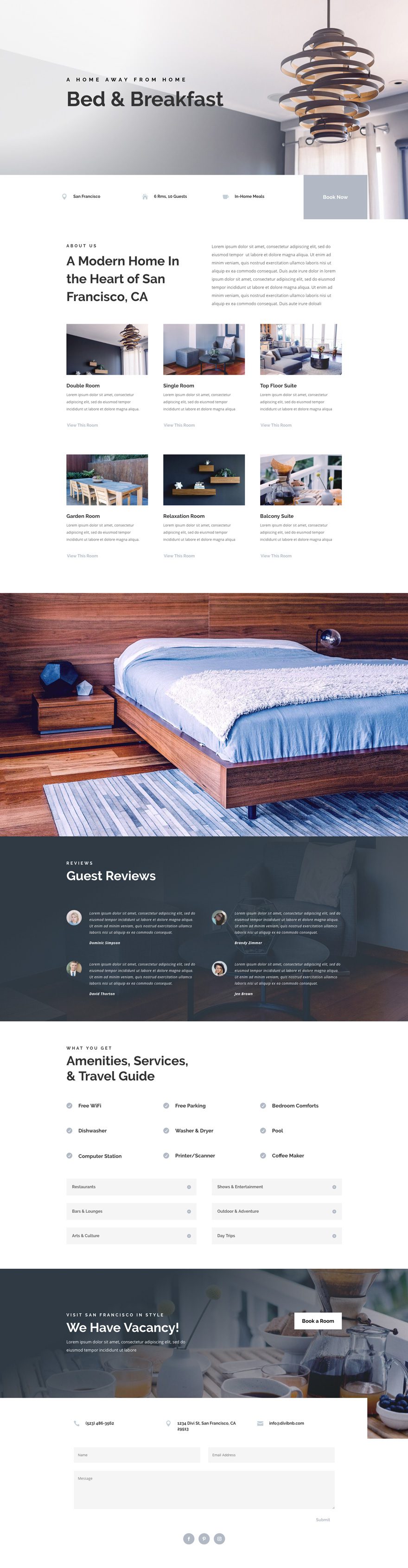 divi bed and breakfast layout pack