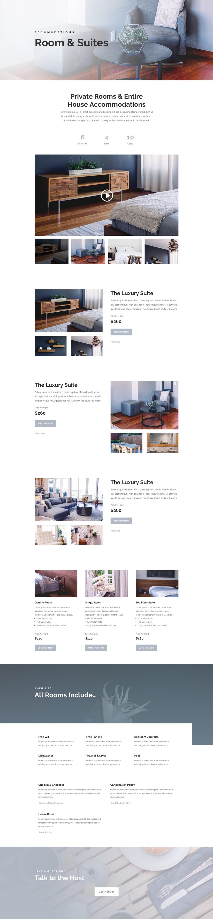 divi bed and breakfast layout pack