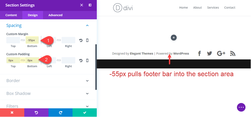 bottom footer bar