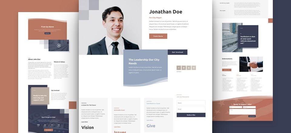 Get a FREE Political Candidate Layout Pack for Divi