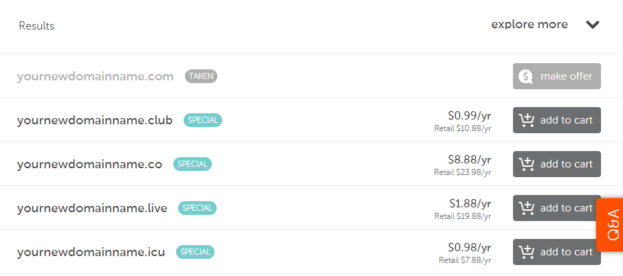  Vérification des options de domaine disponibles à l'aide de Namecheap.