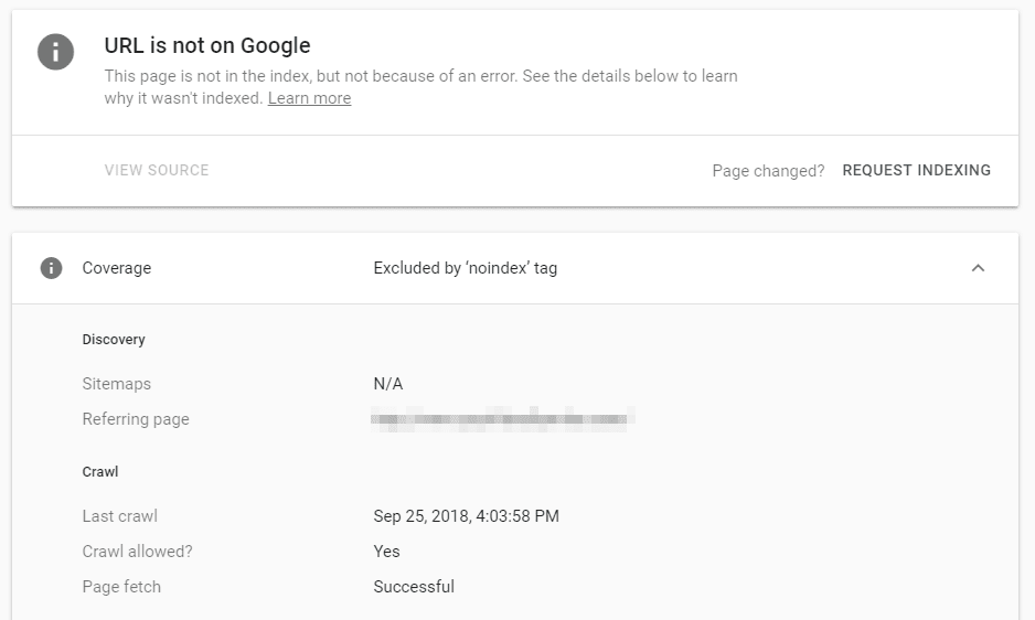 URL no indexada