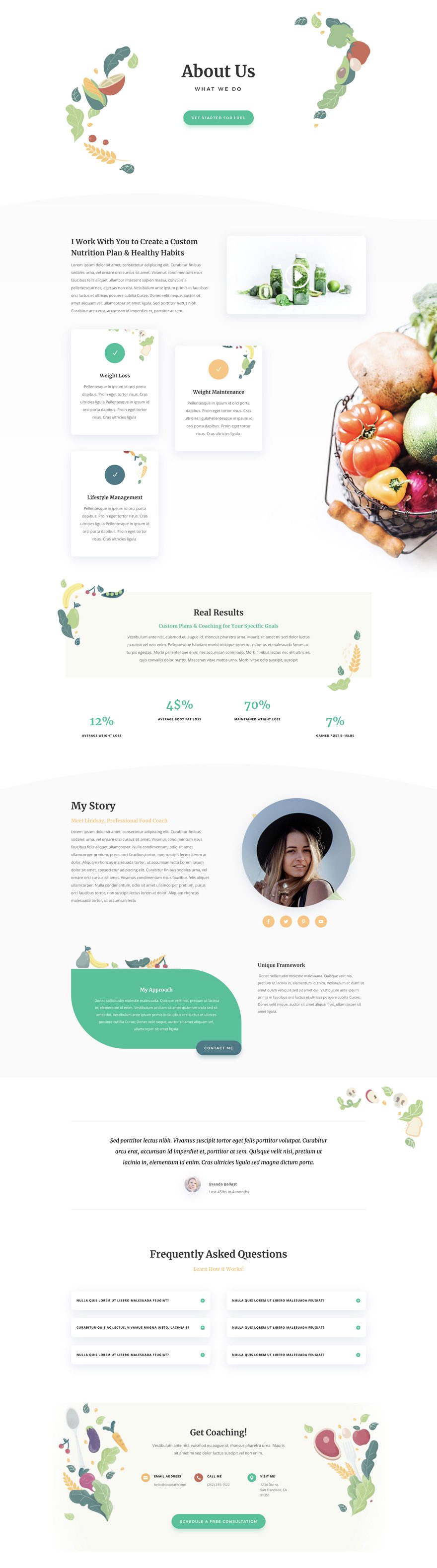 divi nutritionist layout pack