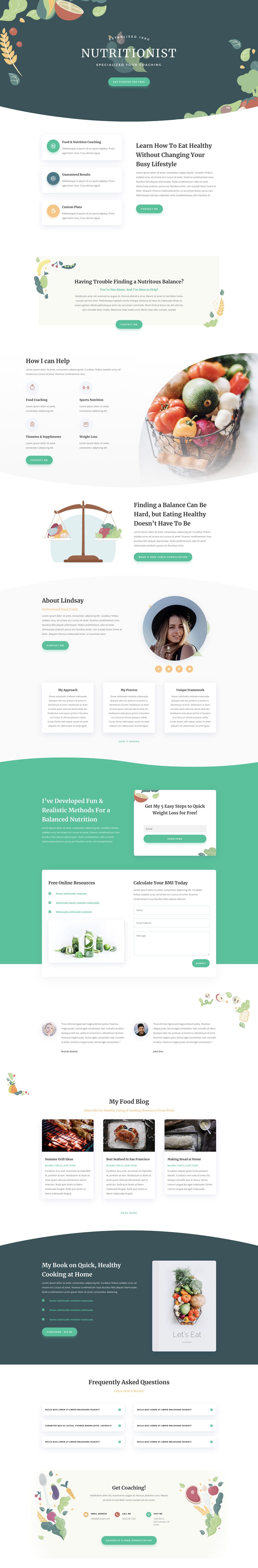 divi nutritionist layout pack