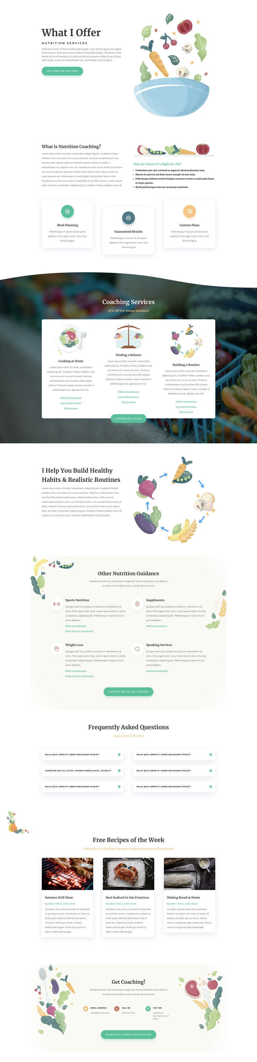 divi nutritionist layout pack