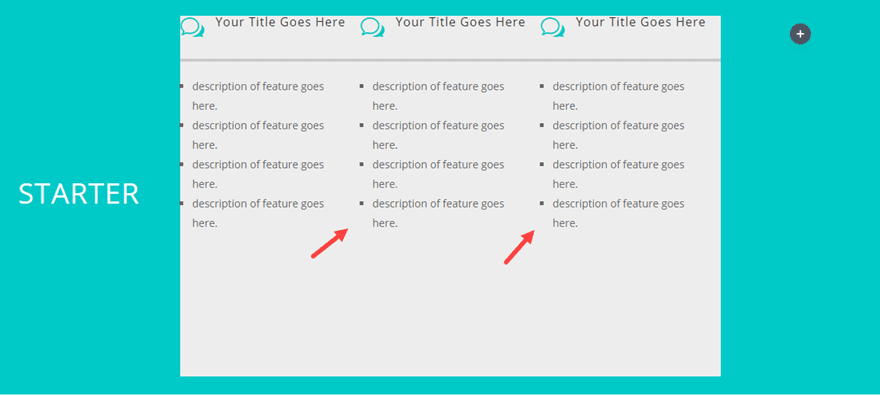 divi horizontal pricing tables