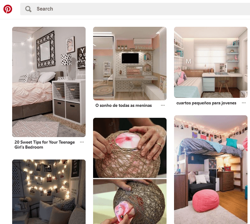 The Pinterest homepage.