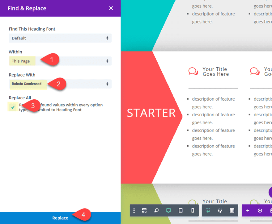 divi horizontal pricing tables