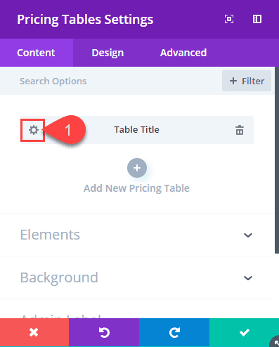 divi horizontal pricing tables