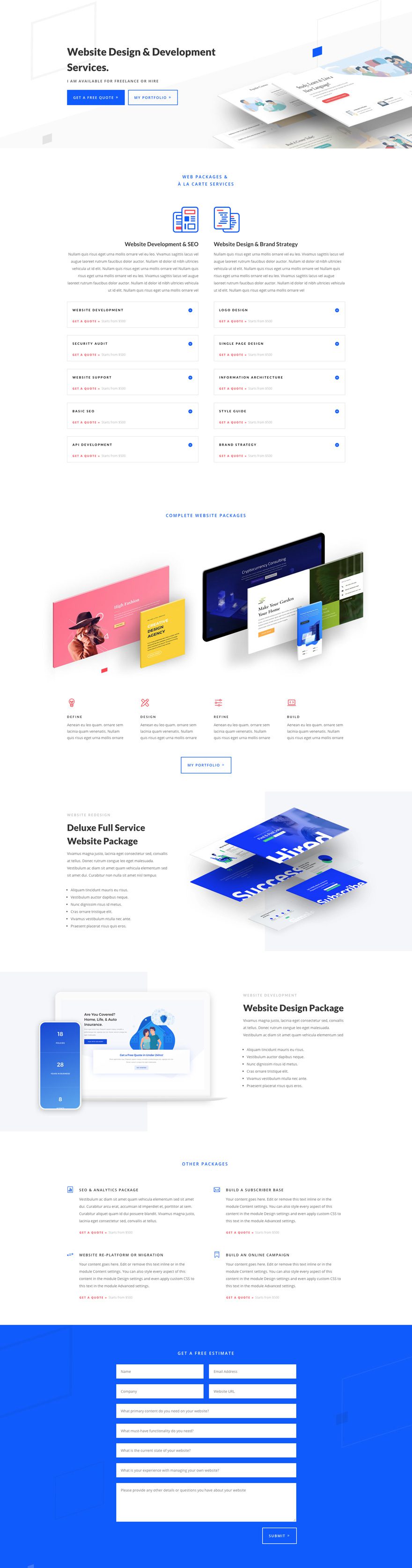 divi web freelancer layout pack