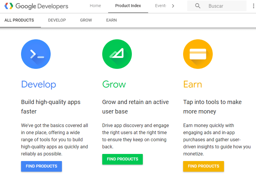 El sitio web de Google Developers.