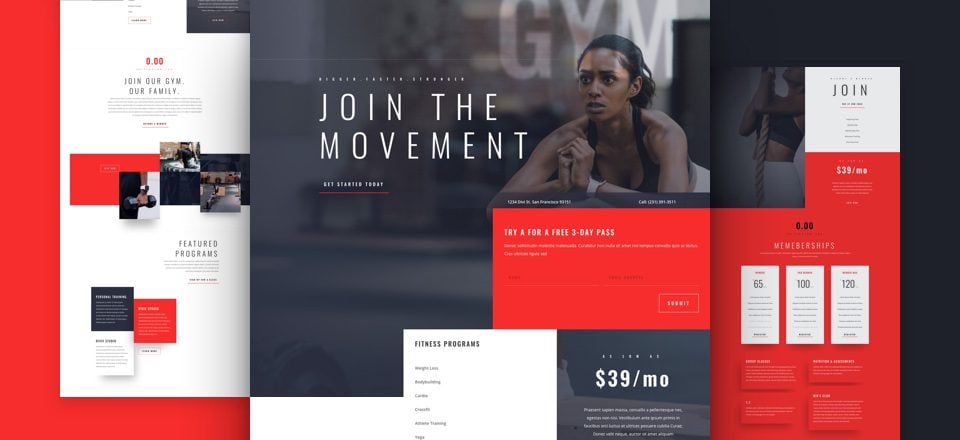 Get a FREE Fitness Gym Layout Pack for Divi