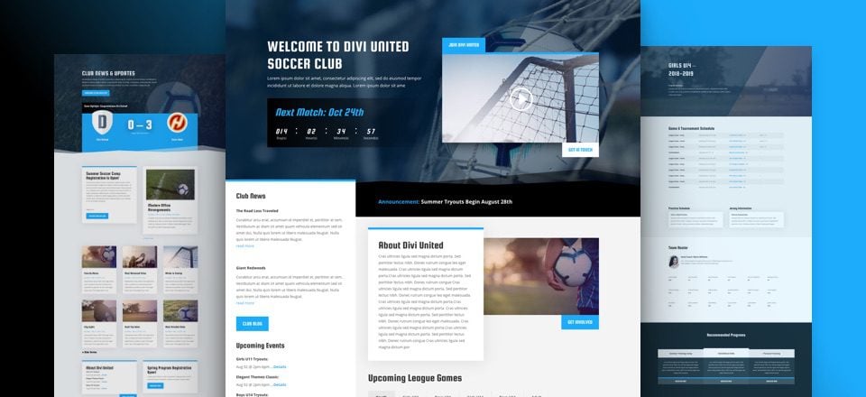 Get a FREE Soccer Club Layout Pack for Divi